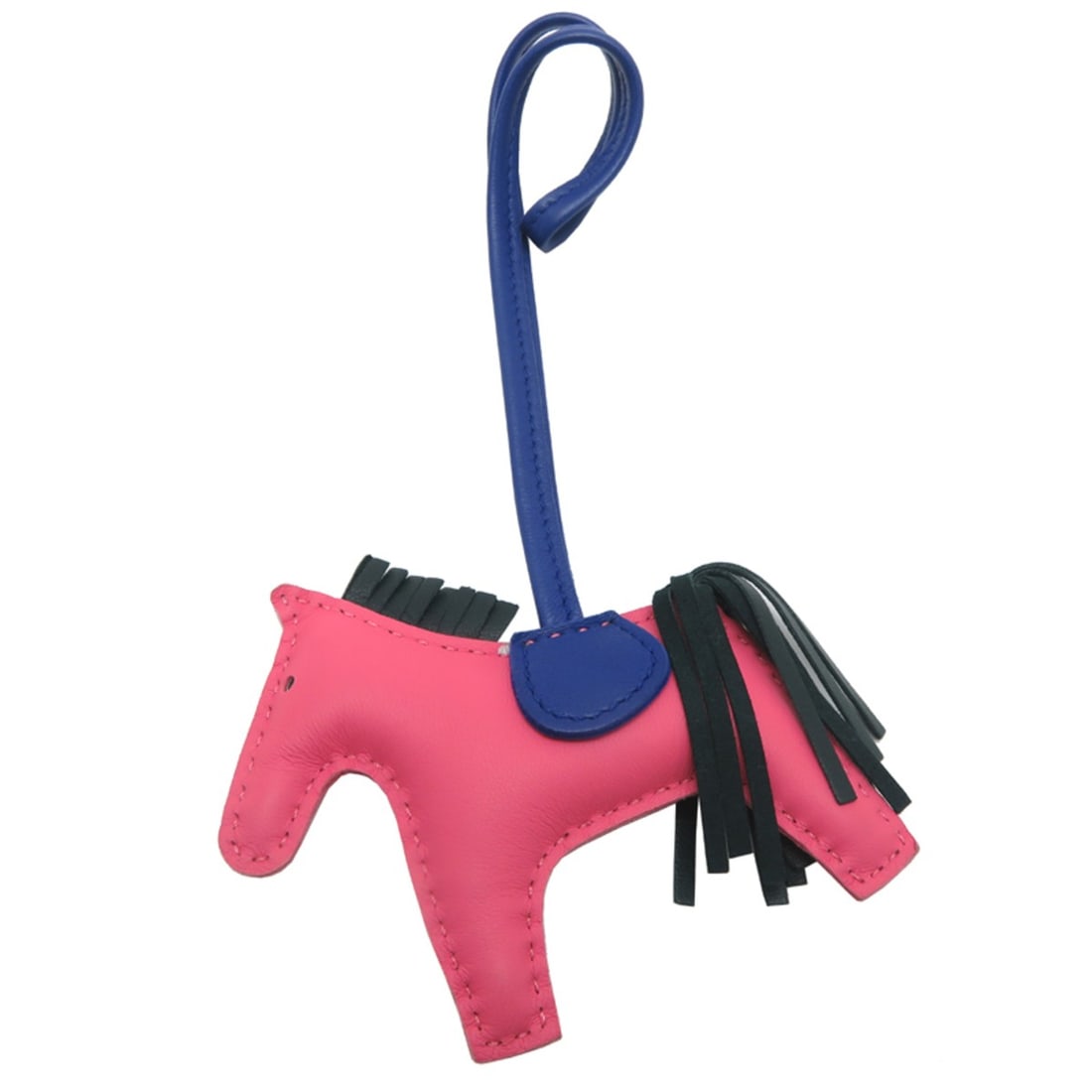 Hermes Rodeo MM A stamp women's/men's charm, Agneau Milo, Rose Azalee, Blue Electric, Vert Cypress (1 of 10)