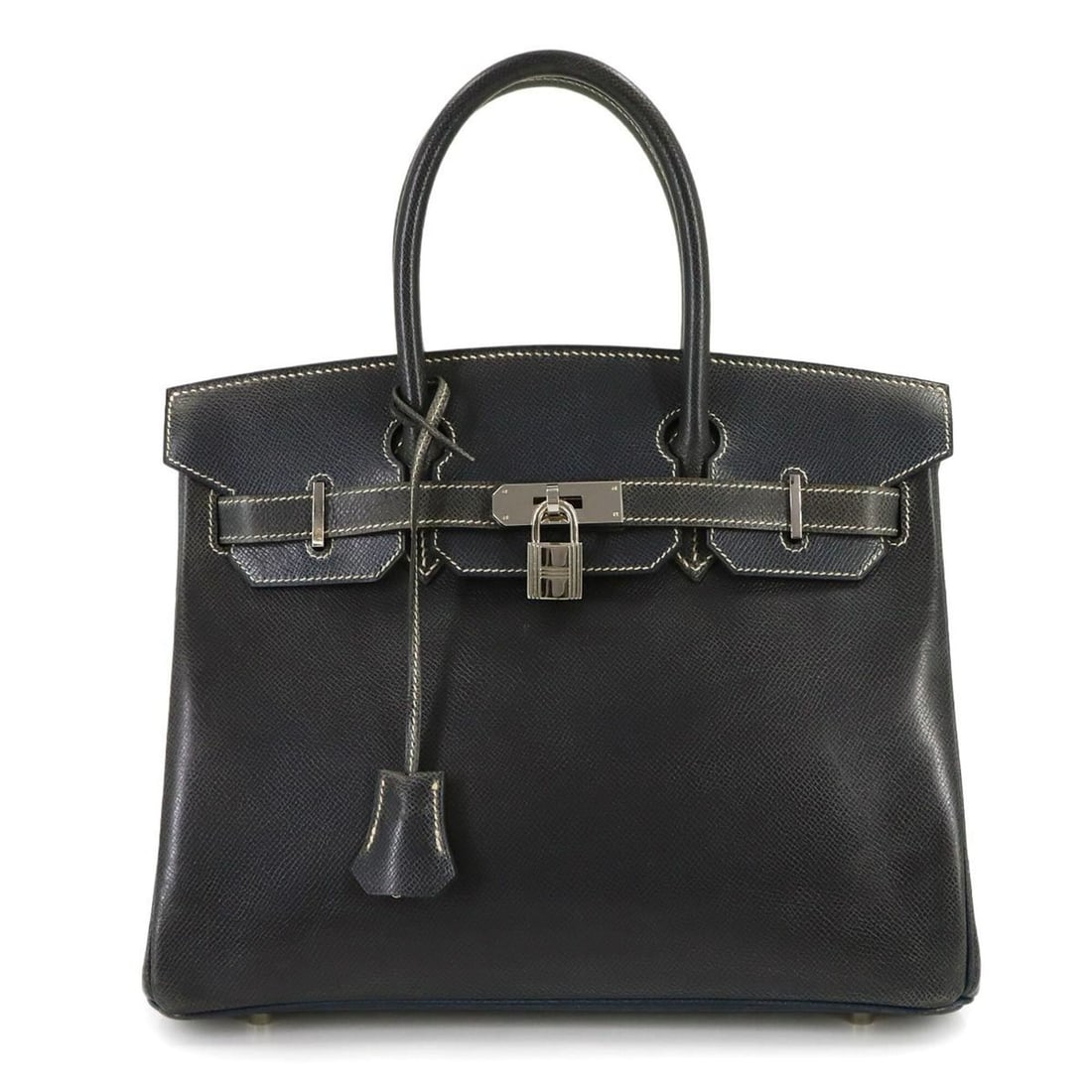 Hermes Birkin 30 Lisse Navy Handbag ?E Stamp Silver Hardware (1 of 20)