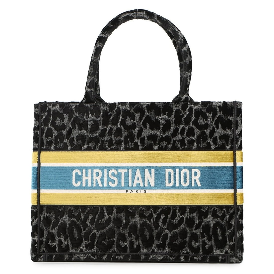 Christian Dior Book Tote Leopard Medium Bag M1296ZTGT Black Handbag Women's (1 of 16)