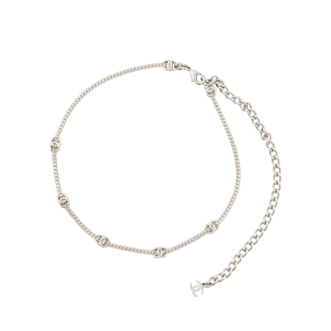 Chanel Necklace Coco Mark Choker Metal A26V ABE255 CHANEL for Women: --- Catalog ---Category: SizeNeck Circumference: 30.5 cm - 45 cm / 12'' - 17.71''Category: DesignColor: SilverGender: WomenMaterial: MetalNecklace Type: NecklaceCategory: GeneralMPN: ABE255 B18058 NZS
