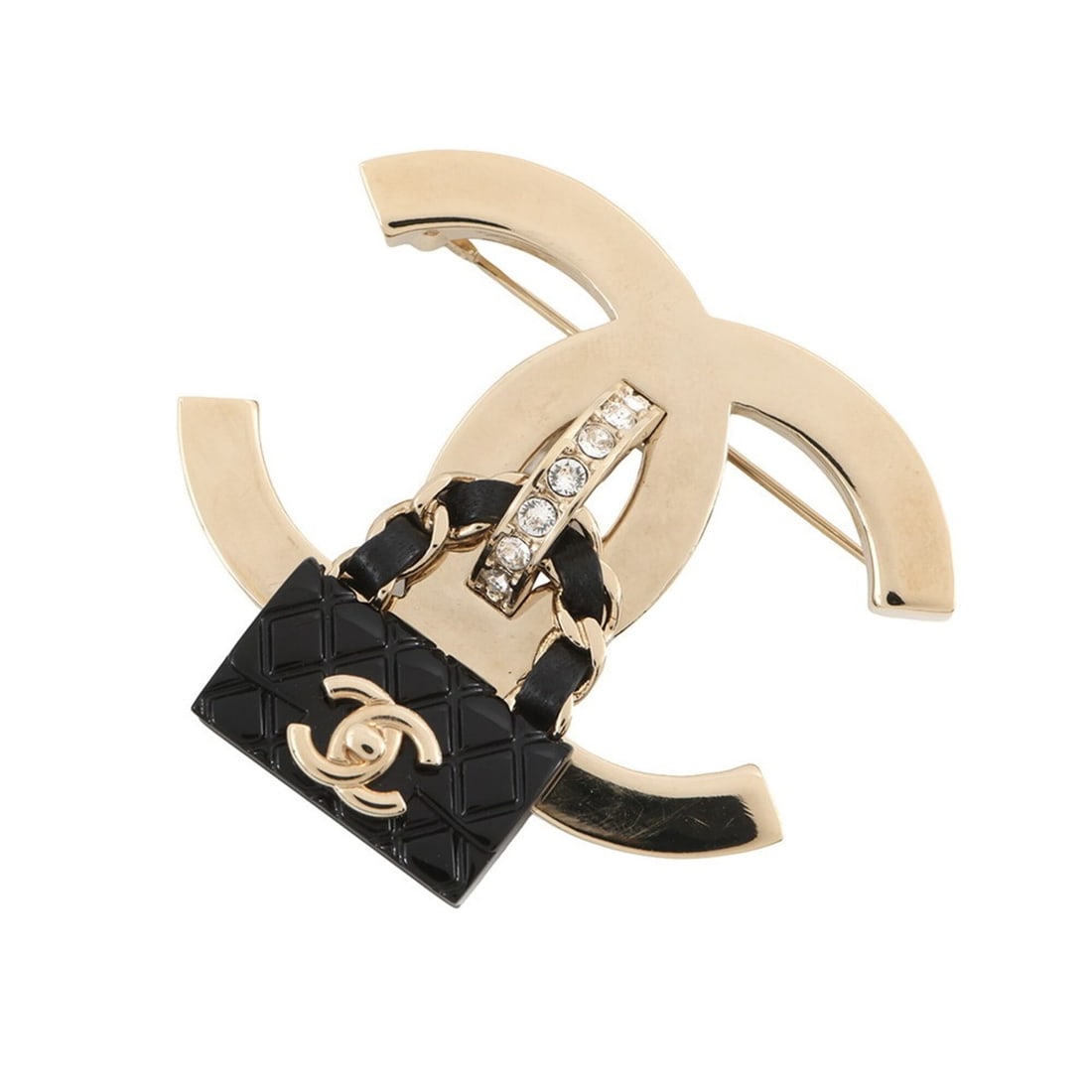 Chanel Brooch, Coco Mark, Handbag Motif, Rhinestones, B23C, CHANEL, Women's, CHANEL (1 of 11)
