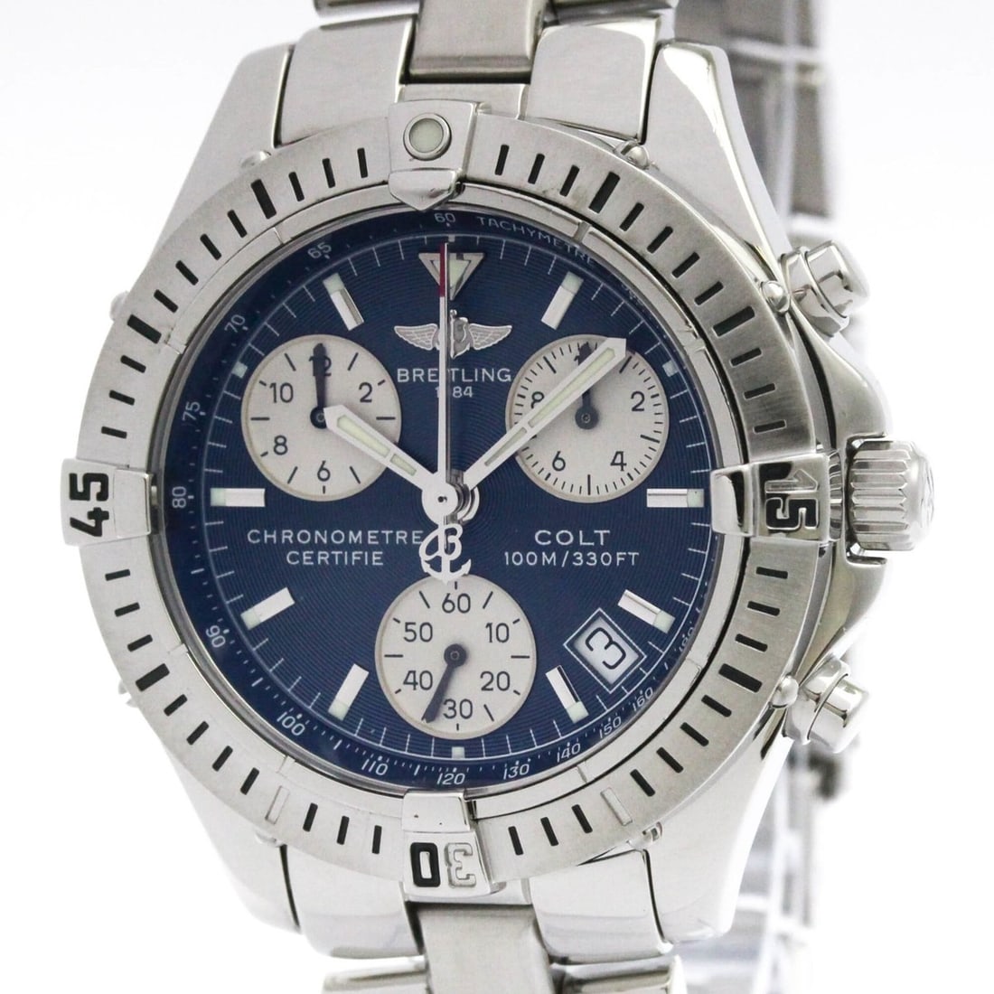BREITLING Chrono Colt Steel Quartz Mens Watch A73350 Polished (1 of 14)