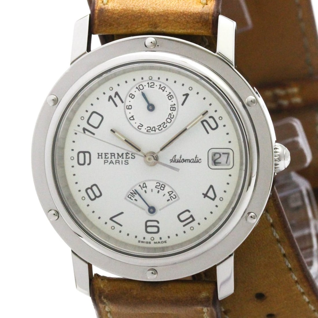 HERMES Clipper Power Reserve Double Tour Mens Watch CL5.710 Polished (1 of 9)