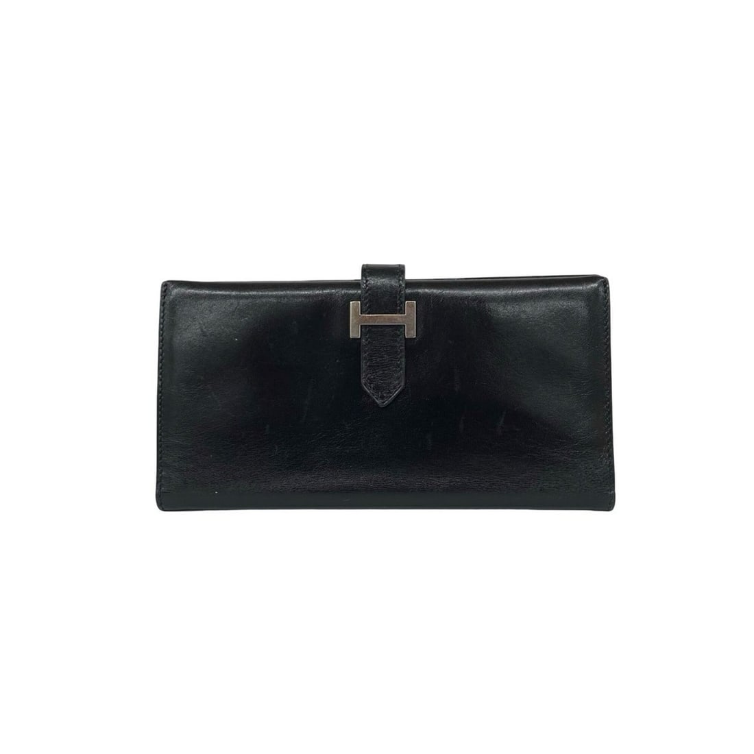 HERMES Bearn Classic Box Calf Leather Bi-fold Long Wallet, Black, 28734 (1 of 9)