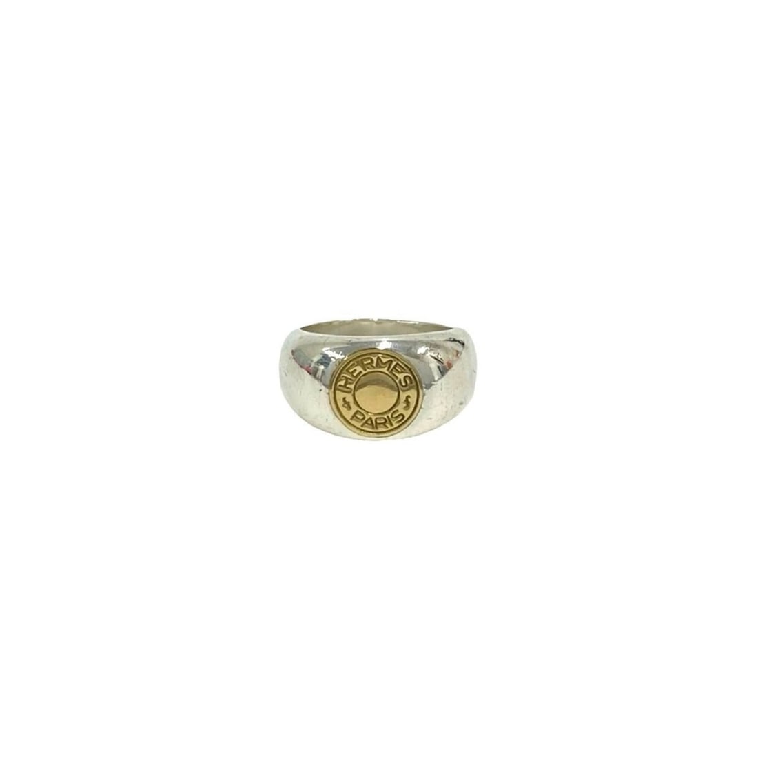 HERMES Hermes Sellier Ring, Sterling Silver 925, 18K Gold, Men's Accessory, Silver, 95685 (1 of 12)