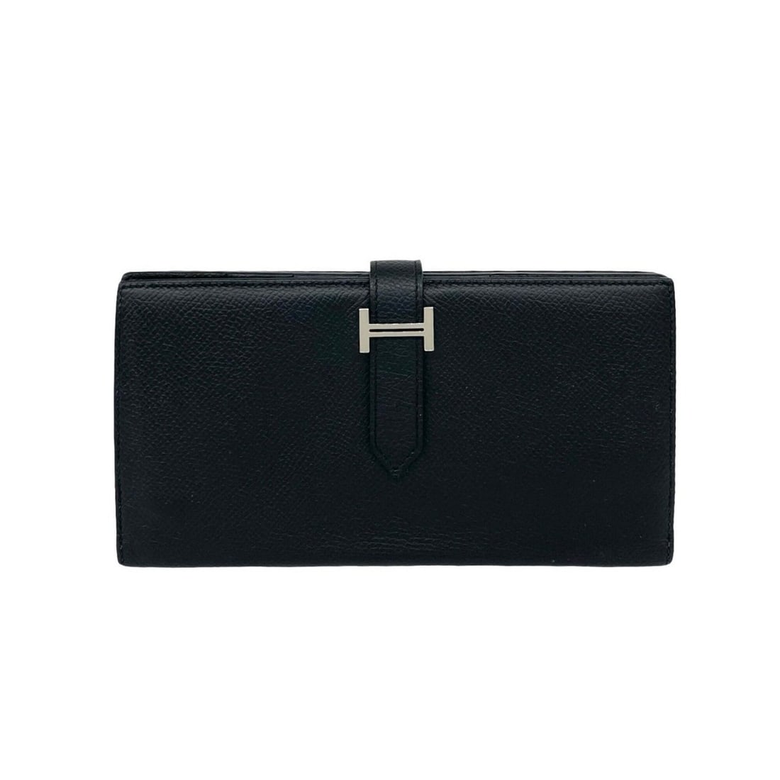 HERMES Bearn Soufflé Veau Epsom Leather Bi-fold Long Wallet, Black, 84814 (1 of 9)