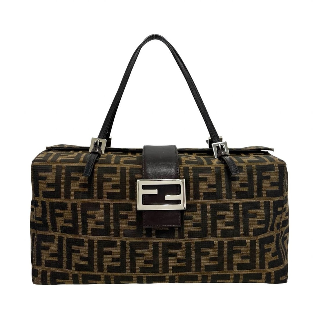 FENDI Zucca FF pattern canvas and leather handbag/Boston bag/tote bag in brown black (item number (1 of 10)