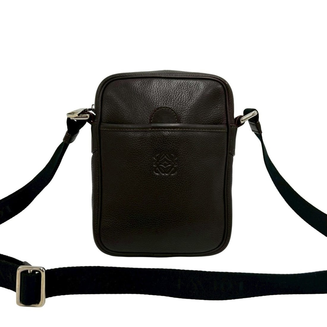 LOEWE (Loewe) Anagram Logo Engraved Leather Mini Shoulder Bag/Pouch/Sacoche, Brown, 24291 (1 of 10)