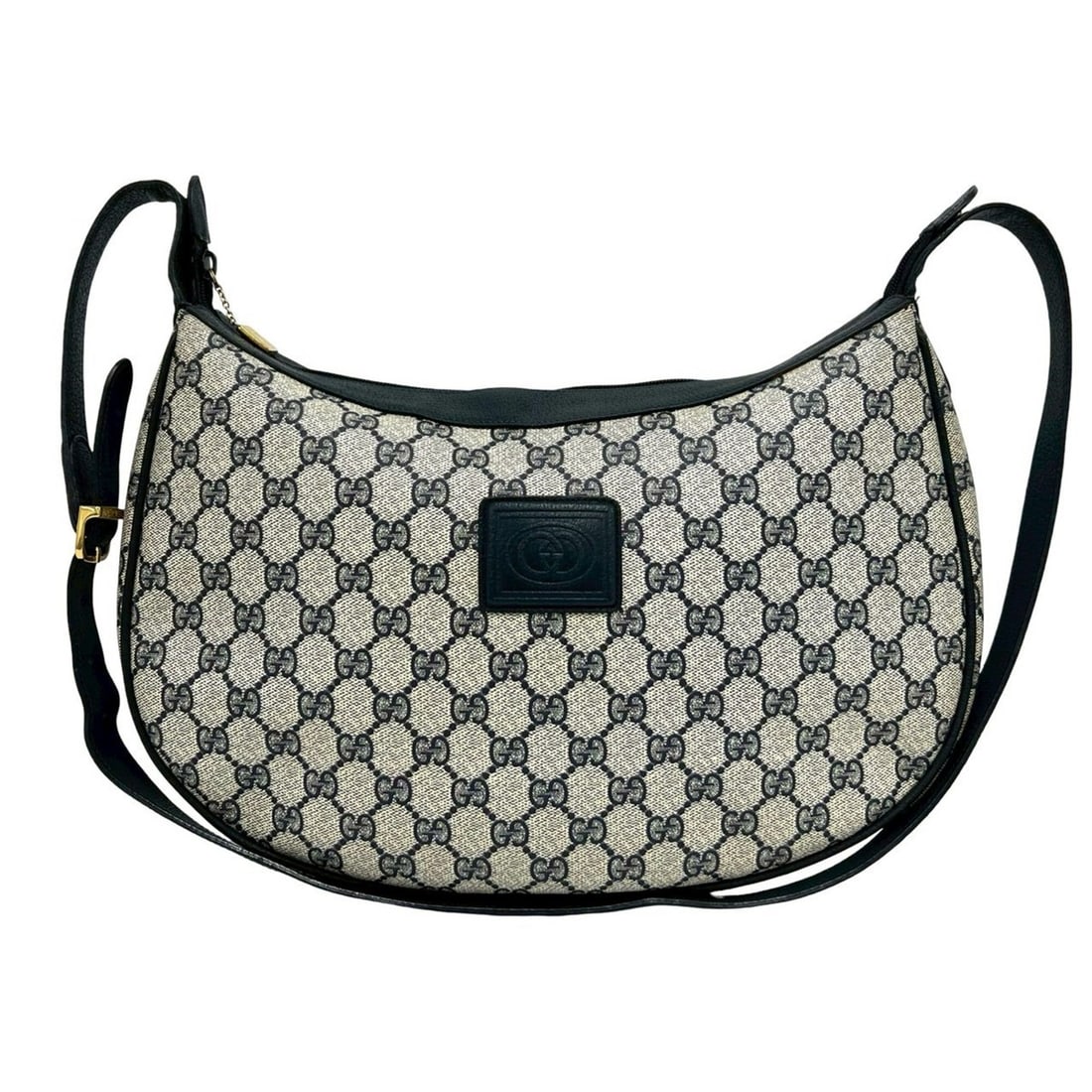 GUCCI Vintage GG Logo Leather Shoulder Bag/Body Bag/Pouch, Navy Blue, 61556 (1 of 10)