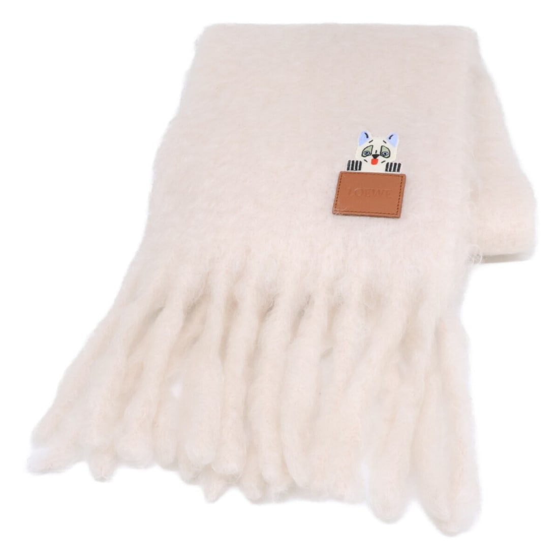 LOEWE x Louis Wain 26SS FSA6SS1W03 Mohair & Wool Blend Scarf/Muffler White Men's (1 of 9)