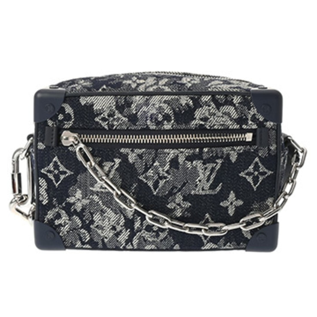 LOUIS VUITTON Louis Vuitton Monogram Tapestry Soft Trunk Blue M80033 Women's Canvas A Rank Used (1 of 19)