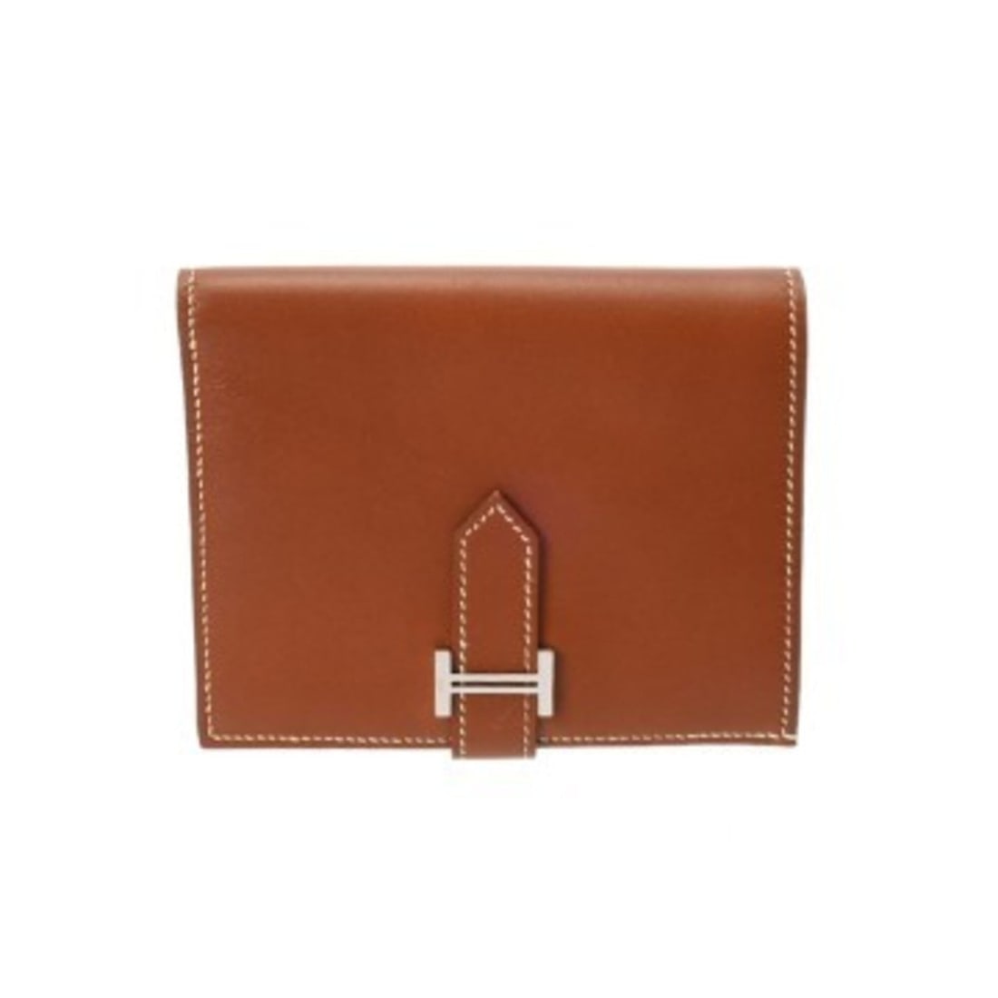 HERMES Bearn Compact Fauve ?L stamp (circa 2008) Men's/Women's Veau Barenia Bi-fold Wallet A Rank (1 of 17)