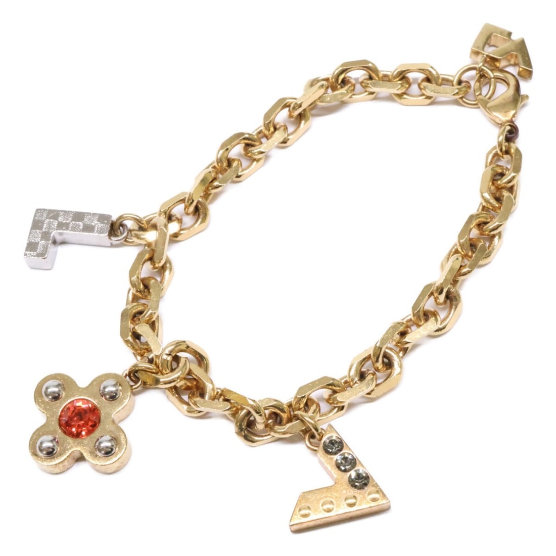 LOUIS VUITTON M66802 Love Letters Chain Bracelet Gold Women's: --- Catalog ---Category: SizeLength: 21.5cm / 8.46''Category: DesignType: Charm braceletColor: GoldGender: WomenMaterial: Metal, RhinestoneCategory: GeneralMPN: M66802Brand: Louis Vuitton--- Item List