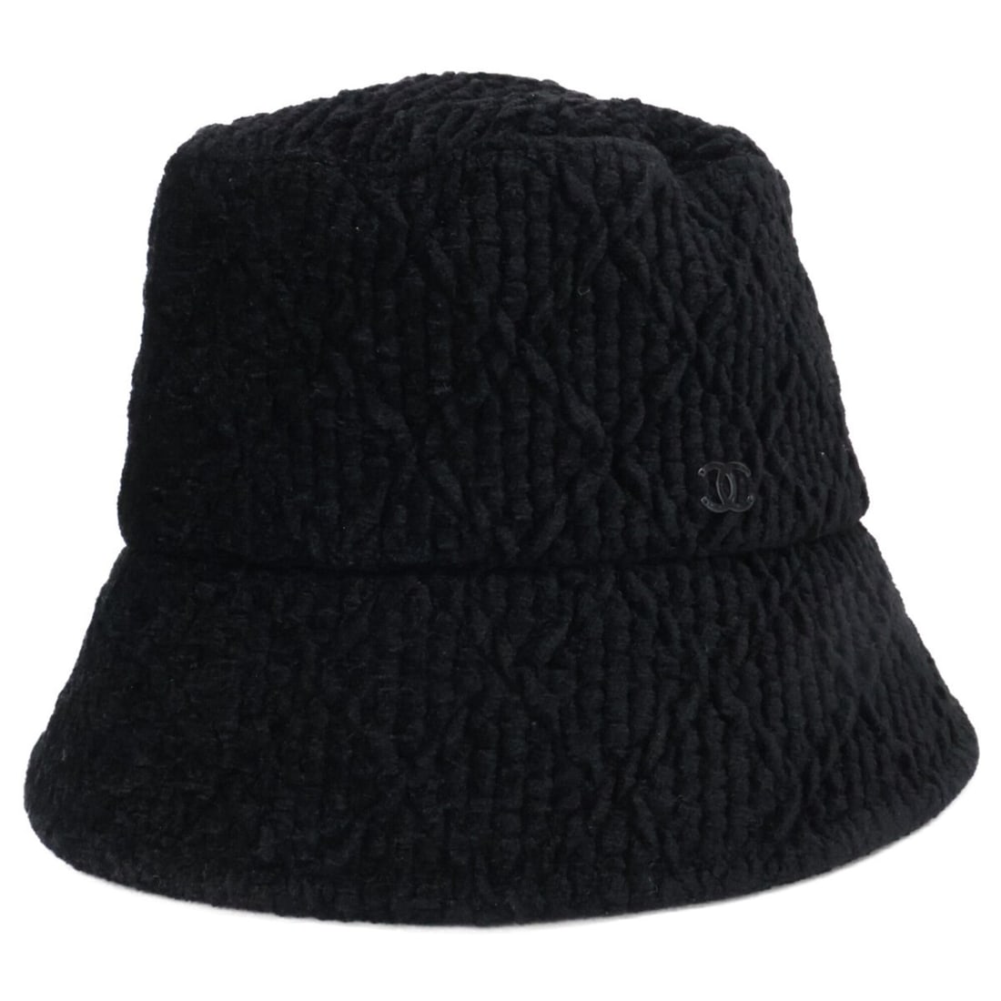 CHANEL Coco Mark Viscose Bucket Hat, Size S, Black, Women's (1 of 10)