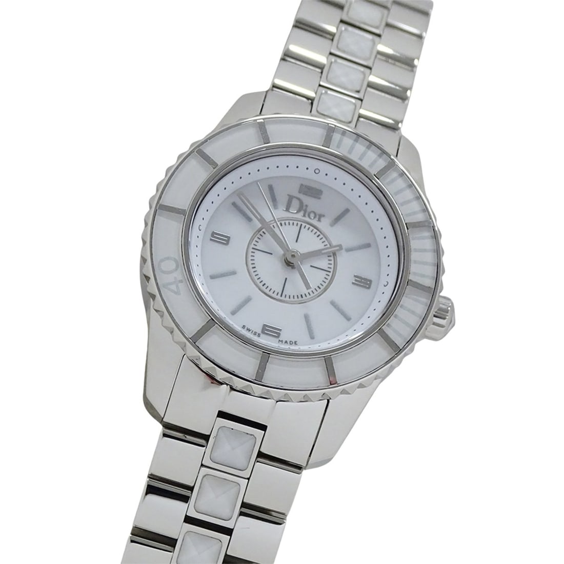 Dior women's watch, brand name, crystal, quartz, stainless steel (SS), CD112112, silver, white. (1 of 16)