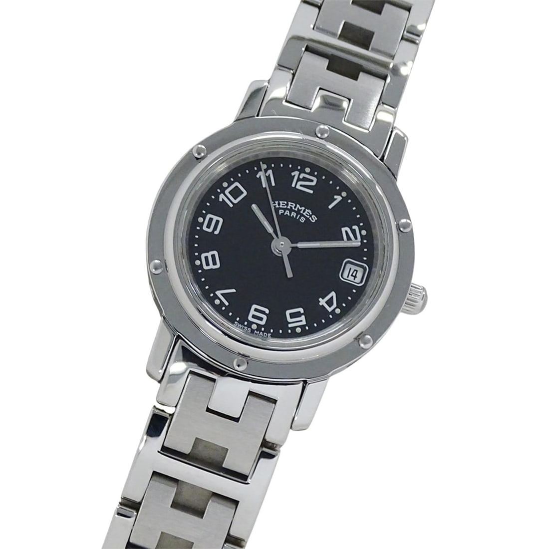 Hermes HERMES Women's Watch, Clipper Date, Quartz, Stainless Steel (SS), CL4.210, Silver & Black (1 of 16)