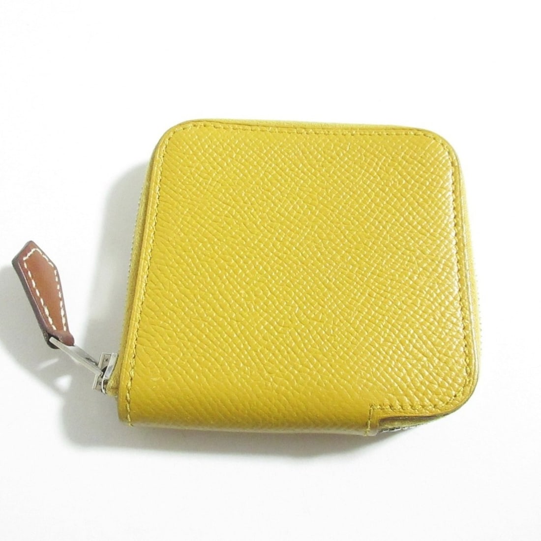 HERMES Azap Mini Silk In Veau Epsom Wallet/Coin Purse, Jaune Ampoule Yellow, C Stamp, Women's (1 of 8)