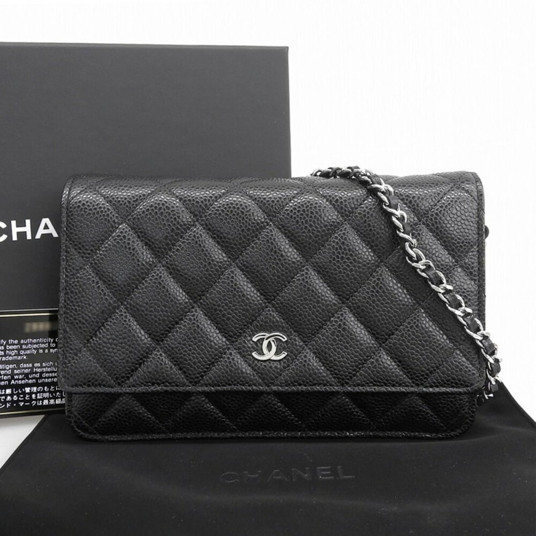 Like New Chanel Coco Mark Chain Wallet (Serial Number 28) AP0250 Caviar Leather Black (1 of 8)