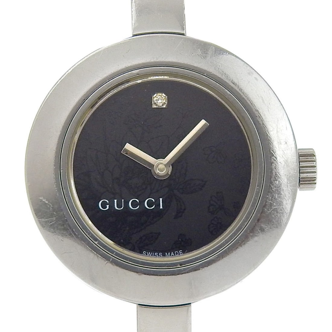 Gucci 105 Flower Dial Black 1P Diamond Stainless Steel Quartz Battery Approx. 25mm Women's Watch 2 (1 of 15)