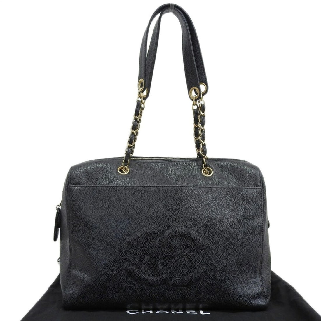 Chanel chain shoulder bag A10492 (serial number 5) tote bag, caviar leather, black. (1 of 15)