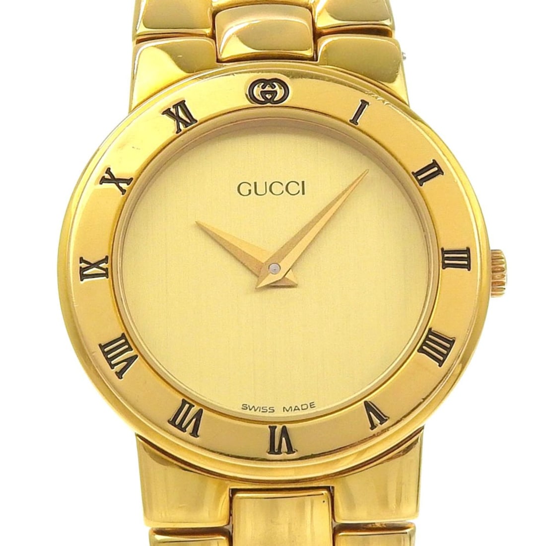 Gucci 3300 2 L Gold Dial GP Quartz Battery Approx. 25mm Women's Watch Hands (1 of 9)