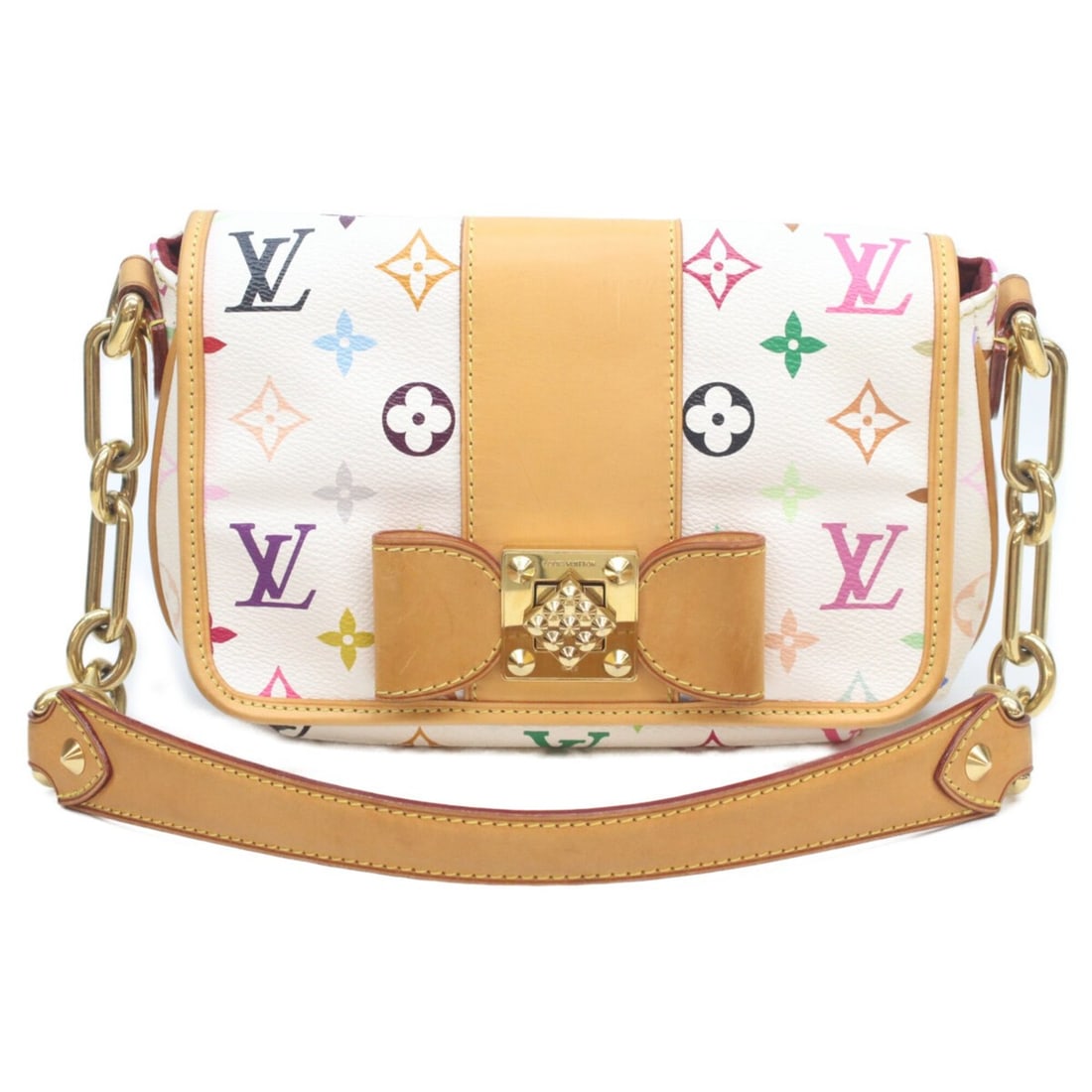 LOUIS VUITTON Louis Vuitton 11 Years M40305 Monogram Multicolor Blanc Patty Shoulder Bag (White) (1 of 14)