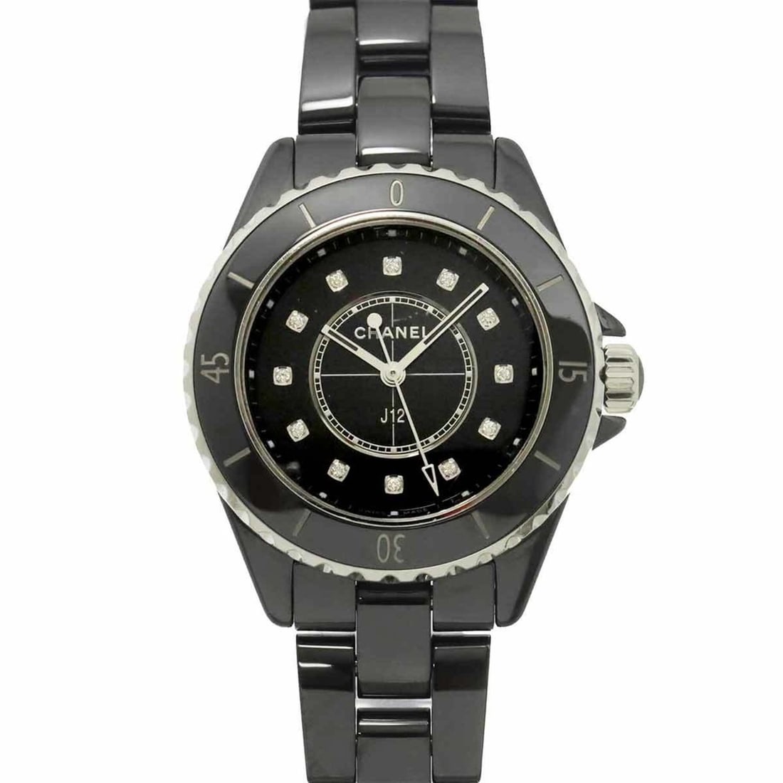 Chanel J12 33mm H5701 Women's Watch, 12 Diamonds, Black Ceramic Quartz Watch (1 of 10)