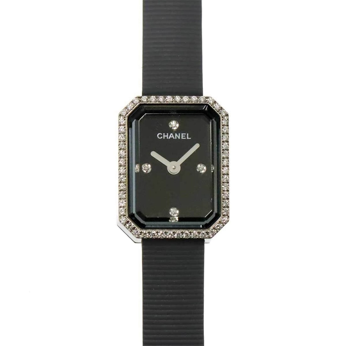 Chanel Premiere H2434 Diamond Bezel Women's Watch, 4 Diamonds, Black Rubber Strap, Quartz Watch (1 of 8)