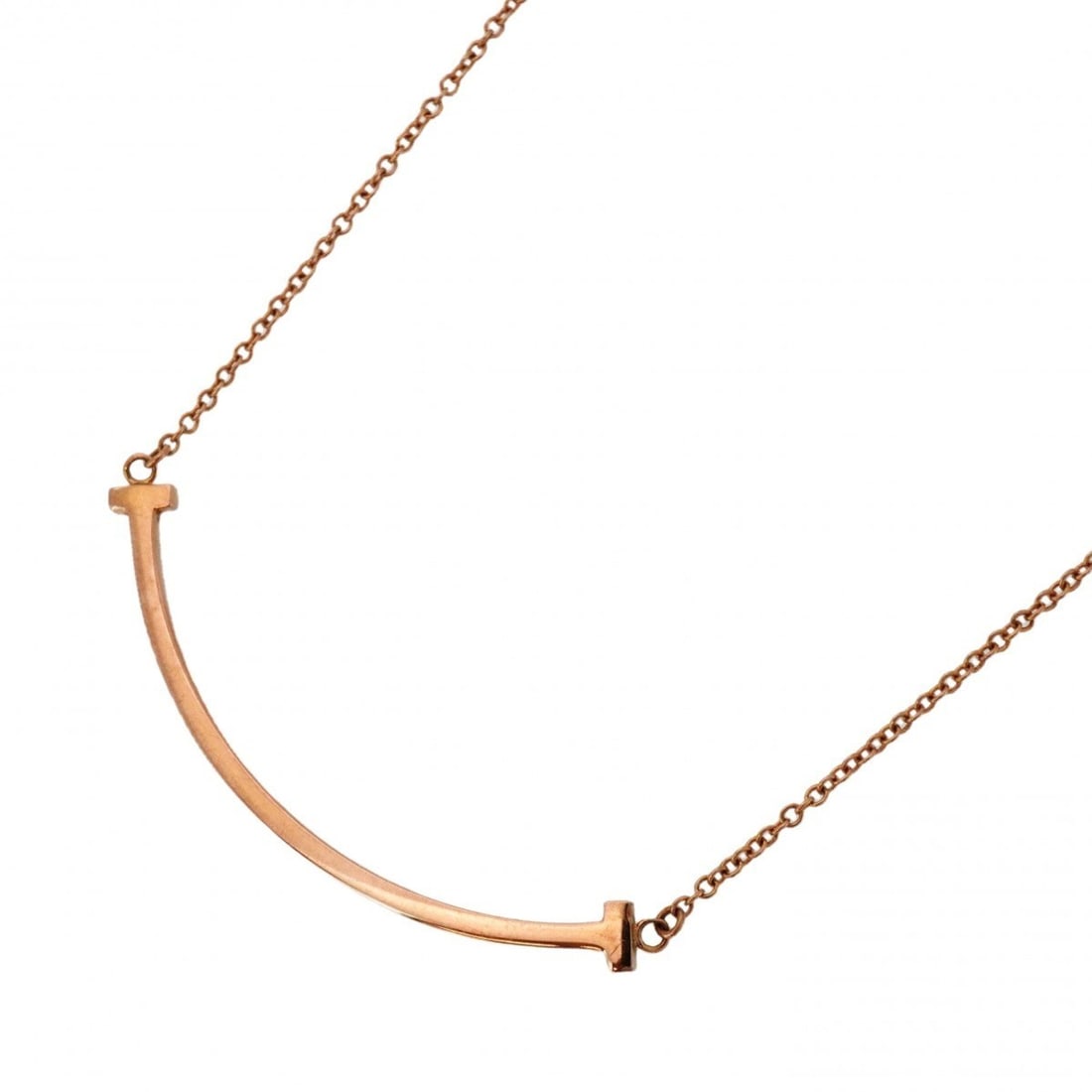 Tiffany & Co. T Smile Small Necklace, 18K Pink Gold, Women's: --- Catalog ---Category: SizePendant Size: 10mm x 37.6mm / 0.39'' x 1.48''Neck Circumference: 40.5 cm - 45.5 cm / 15.94'' - 17.91''Category: DesignGender: WomenMaterial: Pink gold (18K)Necklace Type:
