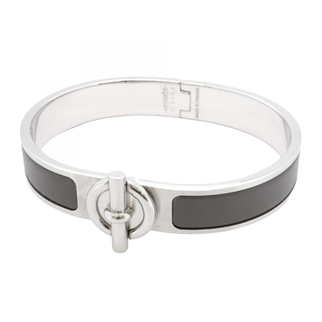 Hermes Bangle Click Grenan Metal Silver Grey Men's: --- Catalog ---Category: SizeLength: 18cm / 7.08''Category: DesignType: BangleColor: Gray, SilverGender: MenMaterial: MetalCategory: GeneralBrand: Hermes--- Item List ---Section: ConditionRanking: