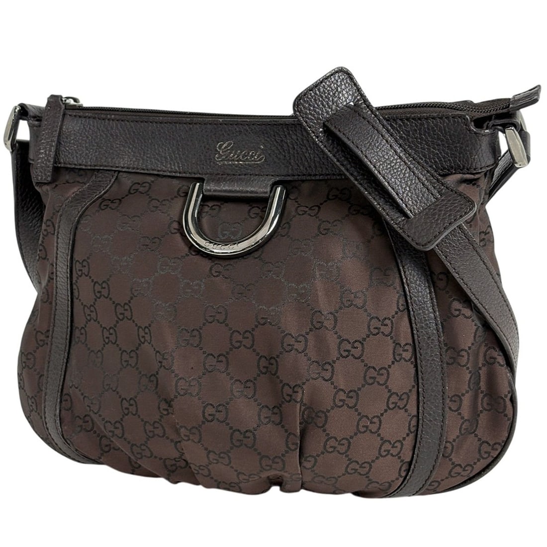 Gucci GG pattern shoulder bag, Abby nylon, brown, 265691, women's.: --- Catalog ---Category: SizeSize (HxWxD): 24cm x 28cm x 4cm / 9.44'' x 11.02'' x 1.57''Category: DesignType: Shoulder bagColor: BrownGender: WomenMaterial: Nylon , Leather Category: GeneralBrand: