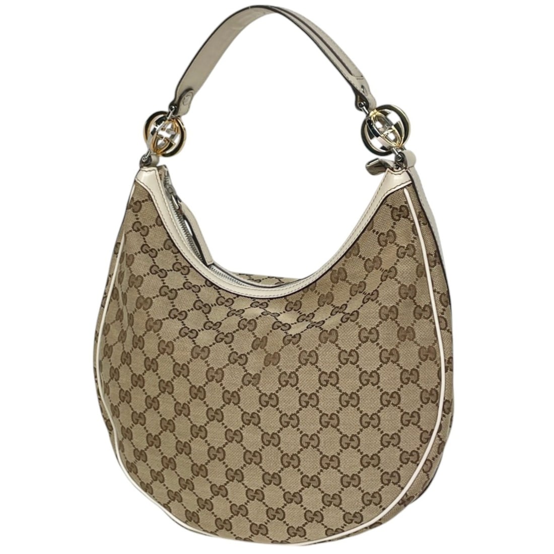 Gucci GG pattern shoulder bag, one-shoulder Twins canvas, beige and white, 232962, women's. (1 of 10)