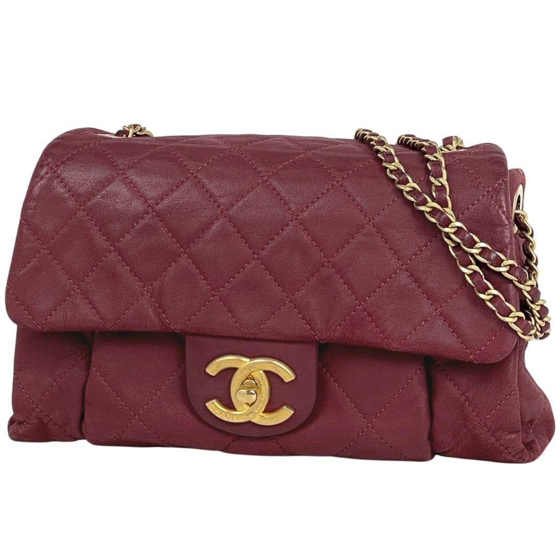 Chanel Coco Mark Chain Shoulder Bag Matelassé Leather Red Women's: --- Catalog ---Category: SizeSize (HxWxD): 14cm x 23cm x 8cm / 5.51'' x 9.05'' x 3.14''Category: DesignType: Shoulder bagColor: Red colorGender: WomenMaterial: Leather Category: GeneralBrand: Chanel--