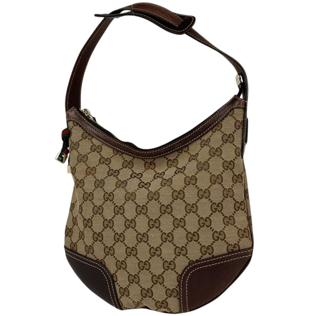 Gucci Princy Handbag, GG Pattern Shoulder Bag, Ribbon Canvas, Brown, 162895, Women's (1 of 11)