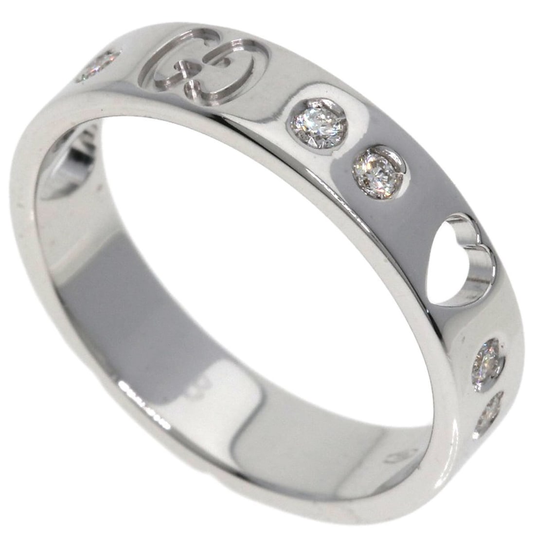 Gucci Amor Heart 10P Diamond Ring #8 18K White Gold Women's GUCCI (1 of 11)