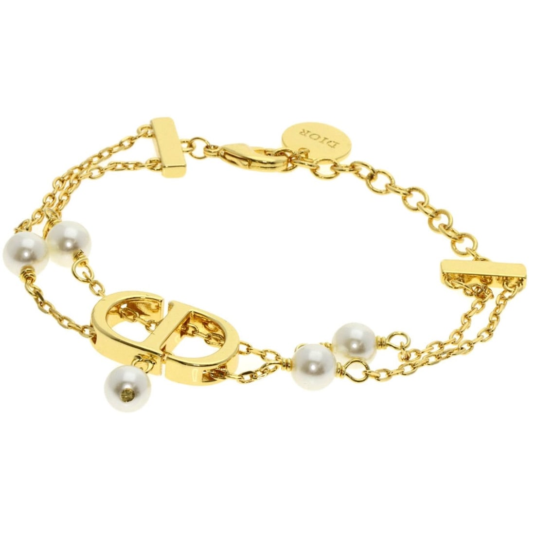 Christian Dior Dior Faux Pearl Bracelet GP Women's: --- Catalog ---Category: SizeLength: 17.5cm / 6.88''Category: DesignType: Charm braceletGender: WomenMaterial: Gold platingCategory: GeneralBrand: Christian Dior--- Item List ---Section: ConditionRank