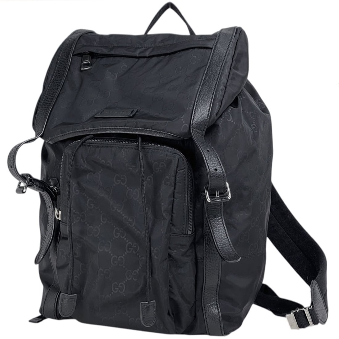 Gucci GG pattern backpack, day bag, rucksack, nylon, black, 510336, women's. (1 of 10)