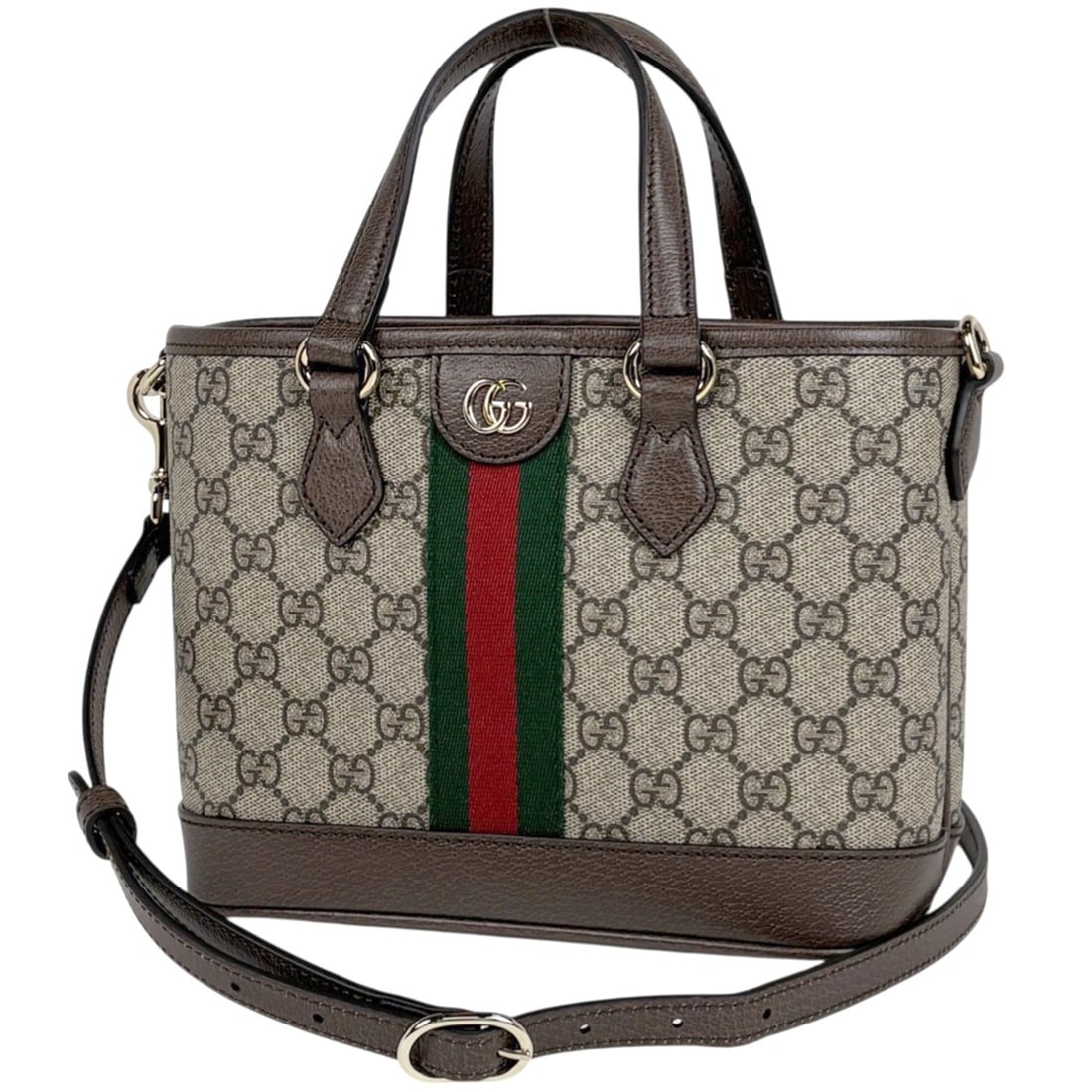 Gucci GG pattern handbag, 2-way shoulder bag, Sherry Line Web coated canvas, beige/brown, 836848, (1 of 10)