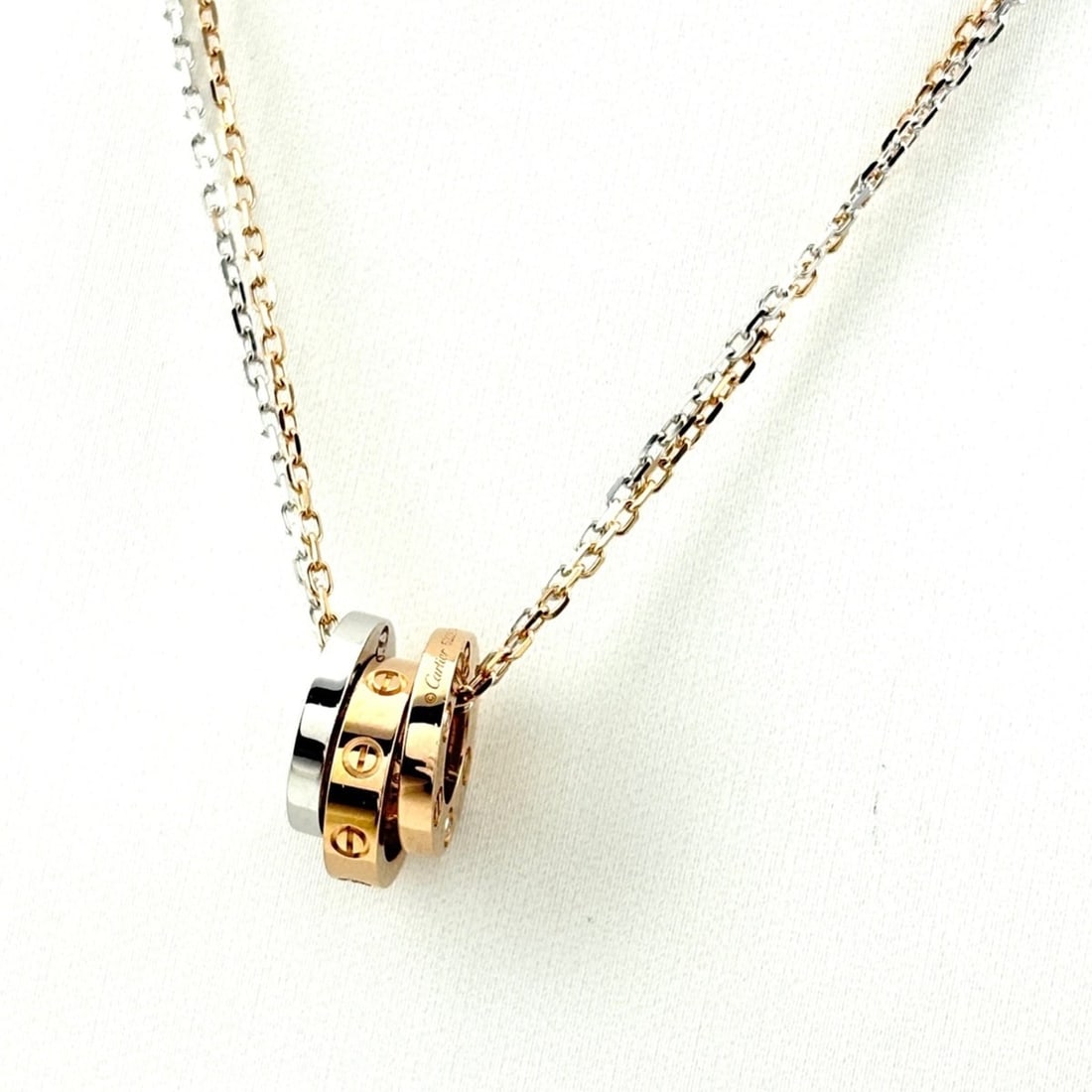 Cartier Love 6P Necklace, available in yellow gold (YG), white (WG), and pink (PG). Features a (1 of 8)