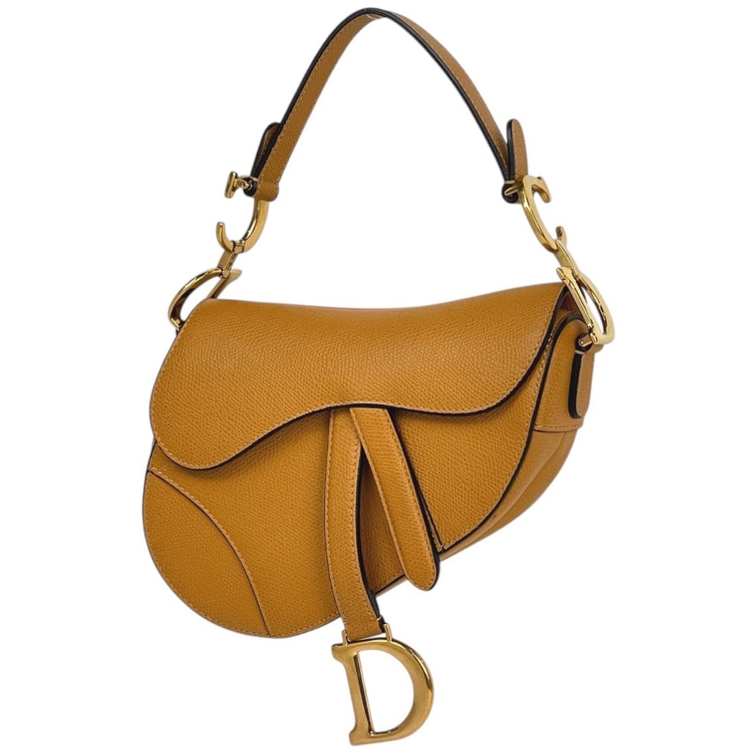 Christian Dior Saddle Bag D Logo Handbag Leather Yellow Women's: --- Catalog ---Category: SizeSize (HxWxD): 15cm x 18cm x 5cm / 5.9'' x 7.08'' x 1.96''Category: DesignType: Handbag, Saddle bagColor: YellowGender: WomenMaterial: Leather Category: GeneralBrand: Chris