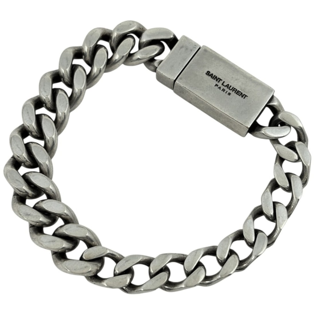 Saint Laurent logo chain bracelet, silver, for women.: --- Catalog ---Category: SizeLength: 16cm / 6.29''Category: DesignType: Charm braceletColor: SilverGender: WomenMaterial: SilverCategory: GeneralBrand: Saint Laurent--- Item List ---Section: Condition