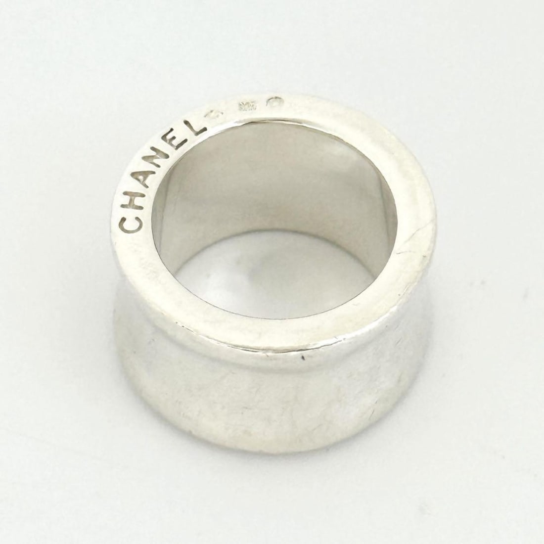 Chanel Vintage Silver Wide Ring with Side Logo (1 of 20)