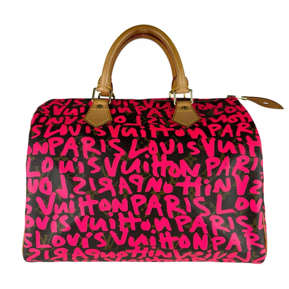 Louis Vuitton LOUIS VUITTON Monogram Graffiti Speedy 30 Handbag, Canvas, Pink x Brown, Women's, (1 of 14)