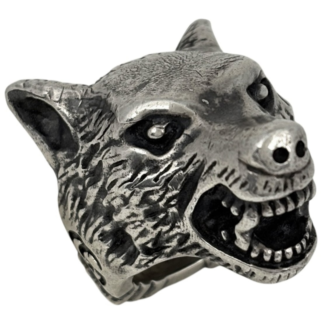 Gucci Anger Forest Wolf Head Ring, Sterling Silver 925, Men's Ring (1 of 12)