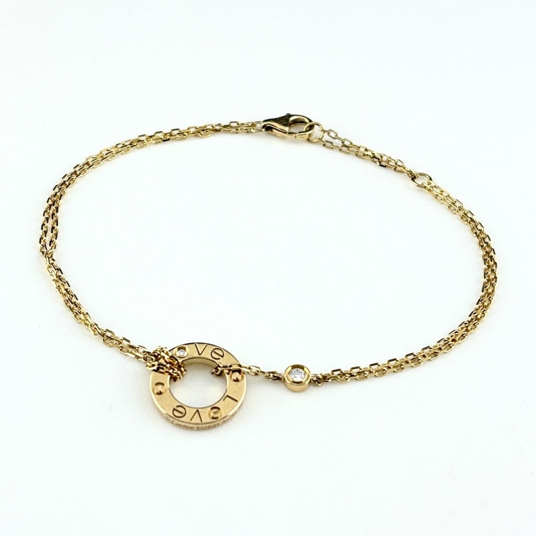 Cartier Love Circle Bracelet, Yellow Gold (YG), Double Strand 750 Diamond, Women's. (1 of 13)