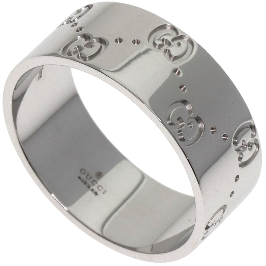 Gucci GG Icon Wide #27 Ring, 18K White Gold, Men's GUCCI (1 of 13)