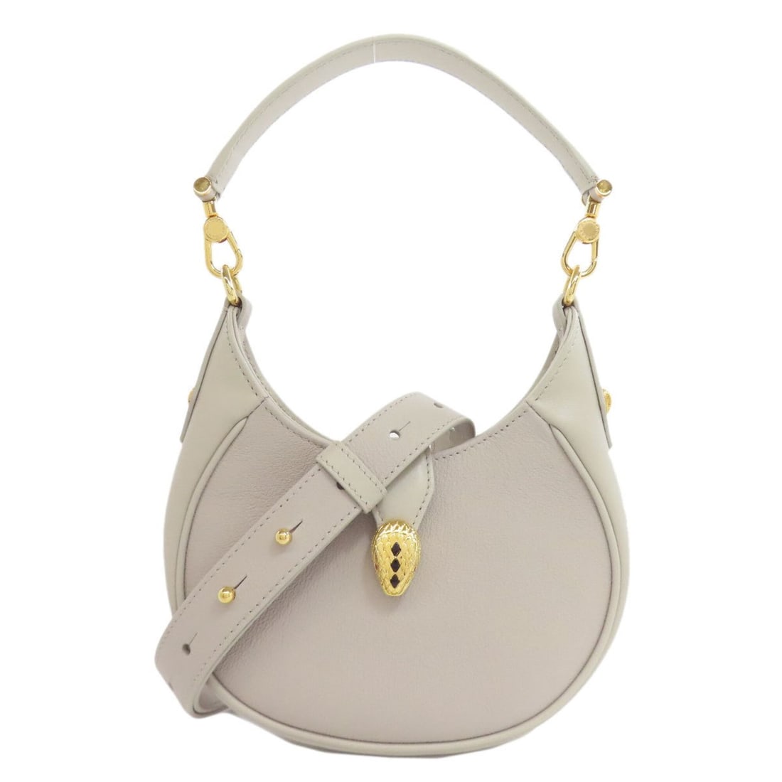 Bulgari Serpenti Forever 2-Way Handbag, Calfskin, Women's, BVLGARI: --- Catalog ---Category: SizeSize (HxWxD): 12cm x 18cm x 4cm / 4.72'' x 7.08'' x 1.57''Category: DesignType: HandbagColor: Light grayGender: WomenMaterial: Leather Leather/Fur Type: CalfskinCategory: