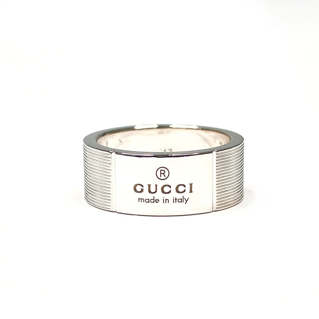 GUCCI logo ring, sterling silver (925), size 15.5cm, men's. (1 of 18)