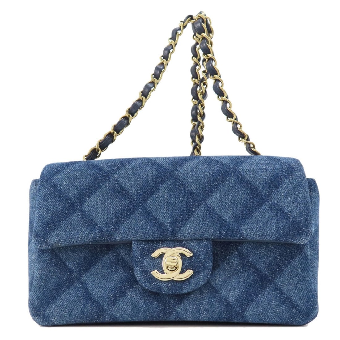 Chanel Chain Shoulder Bag, Coco Mark, Gold Hardware, Denim, Women's. (1 of 16)
