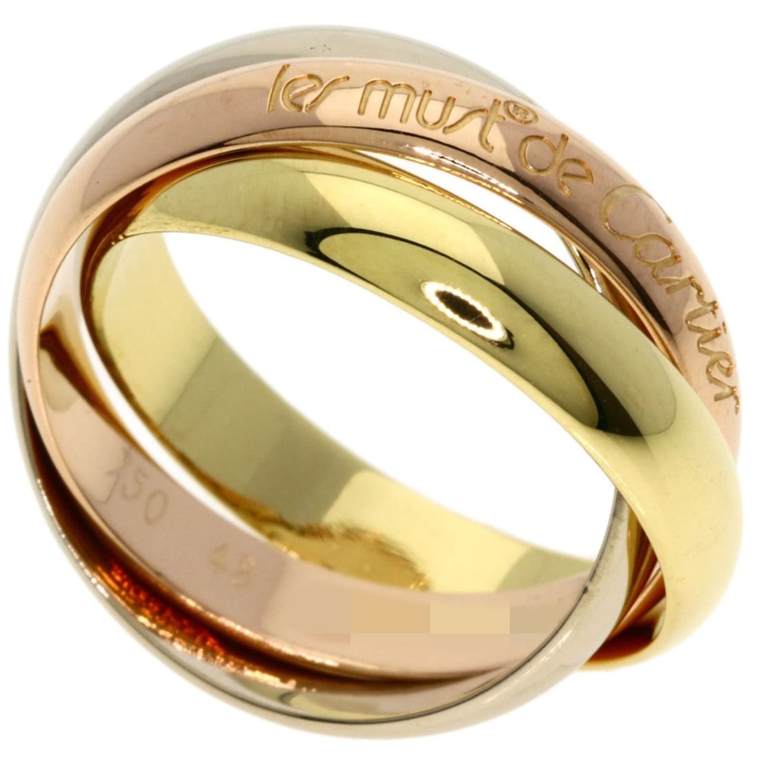 Cartier Trinity #48 Ring, 18K Yellow Gold/18KPG/18KWG, Women's: --- Catalog ---Category: SizeUS Size: 4.5Brand Size: 48Category: DesignType: Band ringColor: Pink gold, White gold, Yellow goldGender: WomenMaterial: Pink gold (18K), White gold (18K), Yellow gold